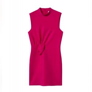 MMG by Mango Mini Sheath Dress Size 4 Tie Front Sleeveless Bright Pink